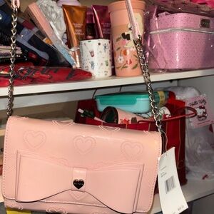 Pink Heart-Embellished Women's Bag